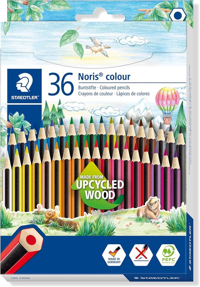 Detalle de Staedtler Noris 185 CD36 Lápices Ecológicos de Colores 🌈 Caja 36