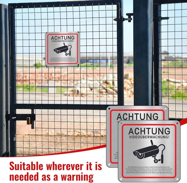 Thumbnail 6 de Videoüberwachung Schild 15x15 cm, 2 Stück