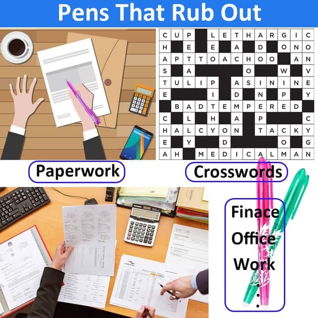 Detalle de 8 Erasable Rub Out Pens (0.5mm) with End Rubber Eraser – Coloured Gel Pens for Office, School & Planning