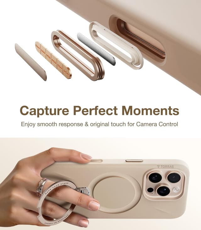 Detalle de TORRAS Ostand Q3 Silicone Case for iPhone 16 Pro Max 6.9