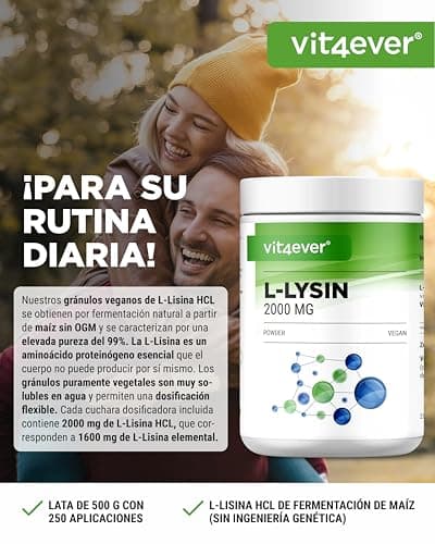 Thumbnail 1 de Vit4ever L-Lisina en polvo 500g | Vegan, Alta Solubilidad