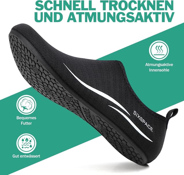 Detalle 2 de Sixspace Badeschuhe für Herren & Damen: Schnell trocknende Wasserschuhe zum Surfen, Strand & Pool
