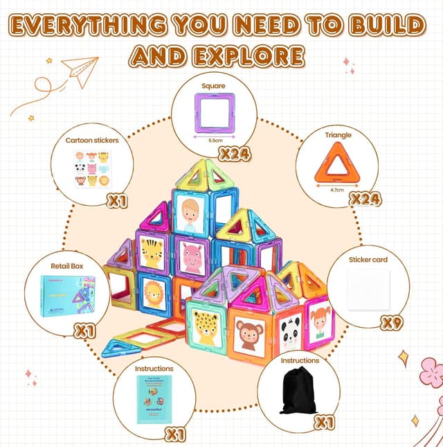 Thumbnail 6 de mysoler Magnetische Bausteine 58 Teile