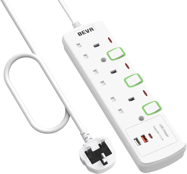 Detalle de 3M BEVA switched extension lead with USB-C