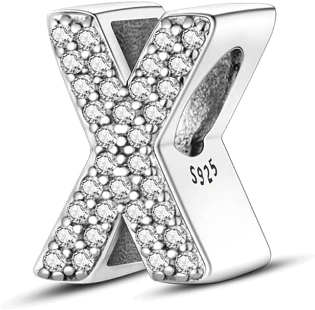 Detalle de CQWVB Buchstabe Charm Anhänger aus 925 Sterling Silber (Alphabet A–Z) für Armband & Kette