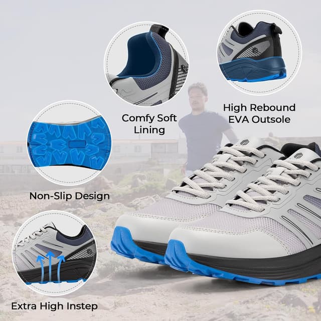 Detalle 2 de FitVille Scarpe Trail Running Uomo con pianta larga (fino a 4E) e suola antiscivolo da trekking e camminata