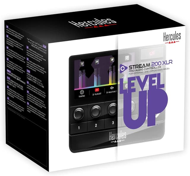 Detalle 1 de Hercules Stream 200 XLR : contrôleur intuitif avec carte son intégrée pour le streaming sur PC (Windows)