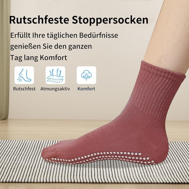 Detalle 2 de TENQUAN Yoga Socken mit rutschfestem Griffmuster (2 oder 4 Paar) für Damen & Herren, Unisex 35–46