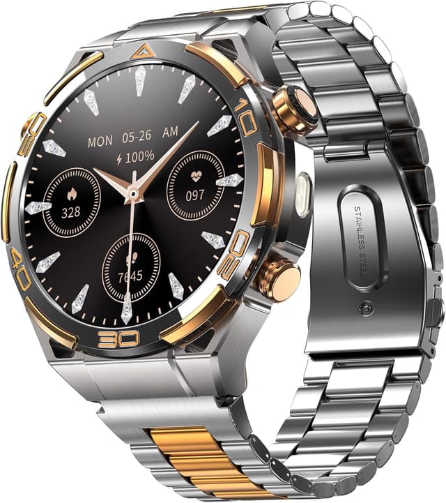 Detalle de Blackview Montre connectée Homme W90Pro 14K Or Luxe avec IA ChatGPT, écran AMOLED 1,43" et GPS intégré