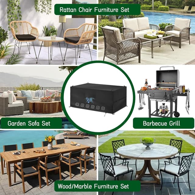 Detalle de Leeko wasserdichte Gartenmöbel Abdeckung (200 × 160 × 70 cm) aus 420D Oxford-Gewebe