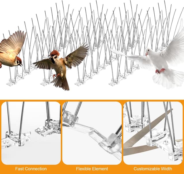 Detalle 2 de Dissuasori per piccioni da 1 metro (anti-piccioni) – 4 pezzi per balconi, tetti e giardini