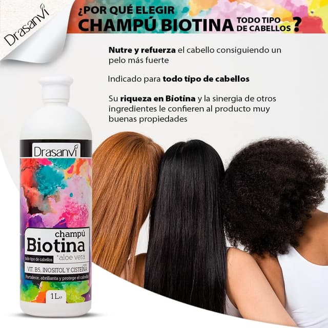 Thumbnail 2 de DRASANVI Champú Biotina y Aloe Vera 🌿 1000ml