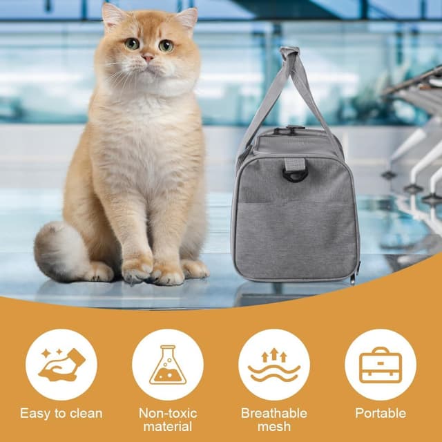 Detalle de vsshe faltbare Hundebox für Auto und Flugzeug – Transportbox für kleine Katzen, Kaninchen und Welpen (bis 15 Pfund, grau)