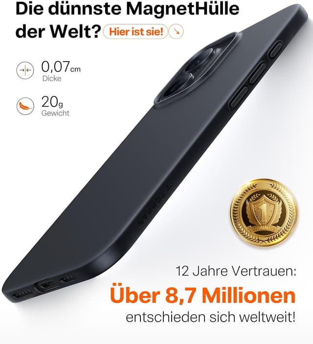 Detalle 2 de TORRAS Ultra Dünn iPhone 17 Hülle 0,09 cm