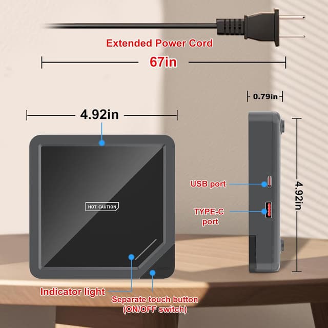 Thumbnail 3 de Coffee Mug Warmer with 2 USB Ports ⚡