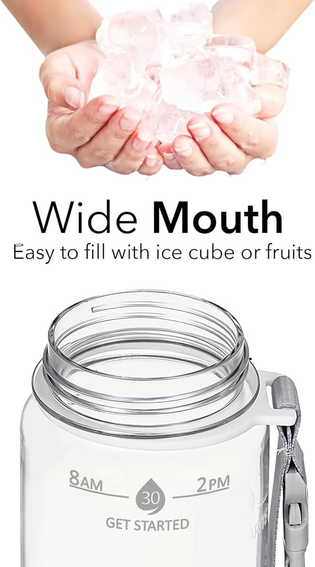 Detalle de Hyeta 32oz Motivational Water Bottle with Straw and Time Markings (Leak-proof)