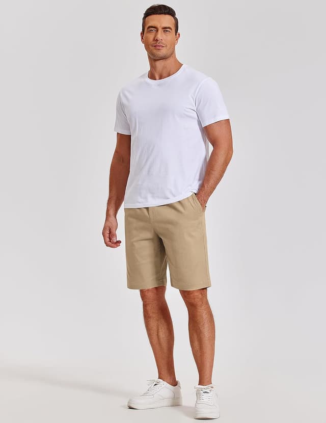 Detalle de COOFANDY Men’s Casual Cotton Shorts with Elastic Waist & Drawstring