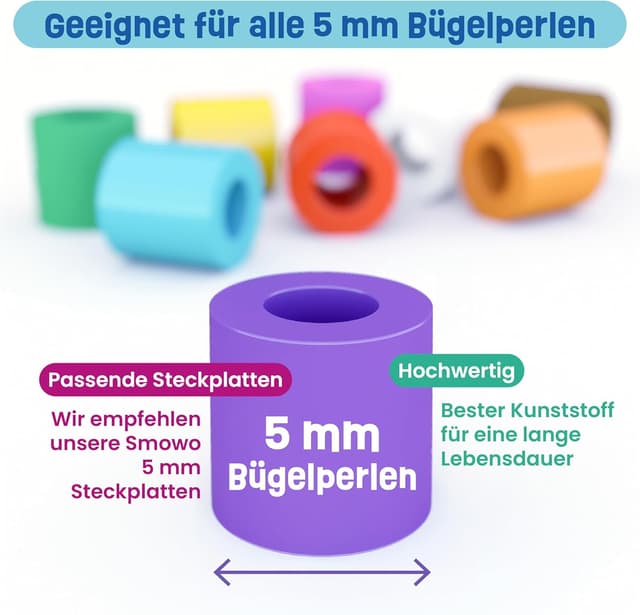 Detalle 1 de Smowo® 8 Bügelperlen Steckplatten (5 mm) – quadratisch & transparent, 14,5 x 14,5 cm, zusammensteckbar