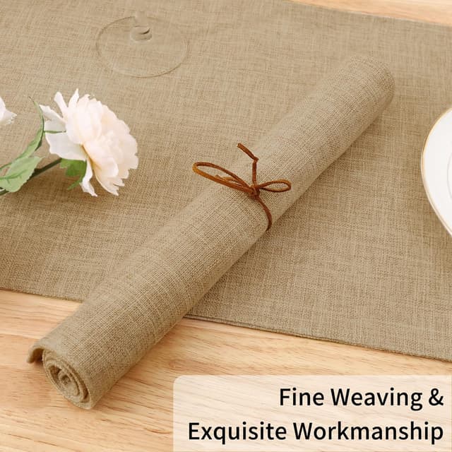 Detalle 2 de Homaxy Cloths Linen & Cotton Placemats (Set of 6) — Heat-Resistant, Washable Table Mats, 13" x 19