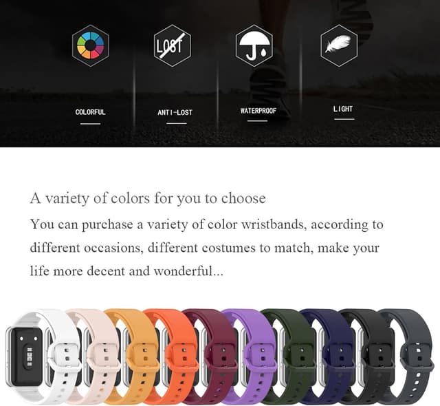 Detalle 2 de Xisair 10-Pack silicone sport straps for Samsung Galaxy Fit3 (SM-R390)