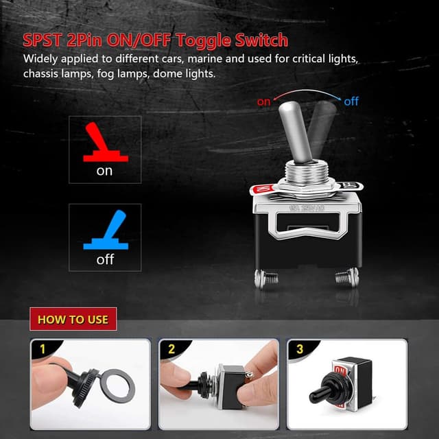 Detalle 2 de COROTC 8-Pack 2 Pin Toggle Switches 20A 125V AC ON/OFF