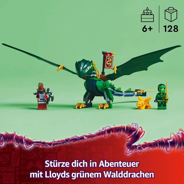 Detalle de LEGO NINJAGO 71829 Lloyds grüner Walddrache – baubarer Spielzeugdrache mit 2 Minifiguren