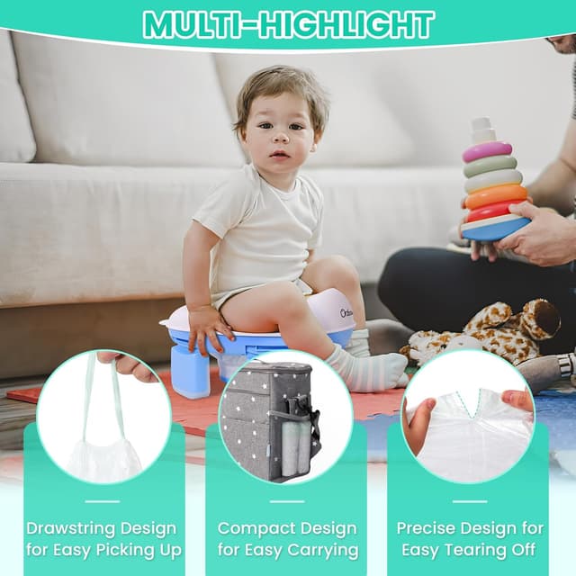 Detalle de 100pcs Portable Potty Liner Disposable Bags (5 Rolls) with Drawstring