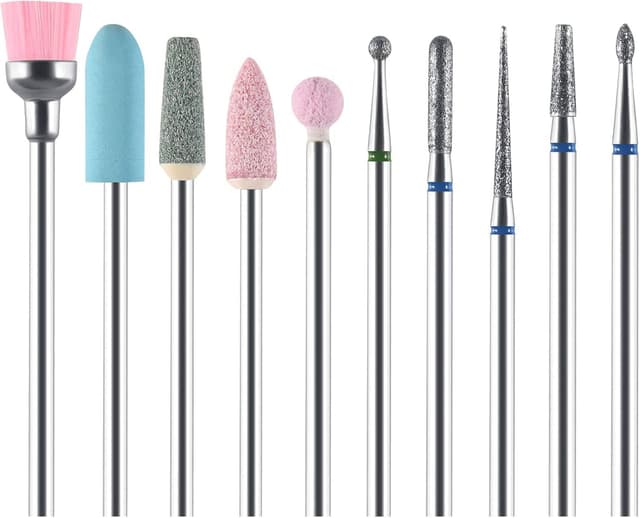 Detalle de URAQT kit punte fresa per unghie da trapano (10 pezzi) per manicure, pedicure e rimozione gel