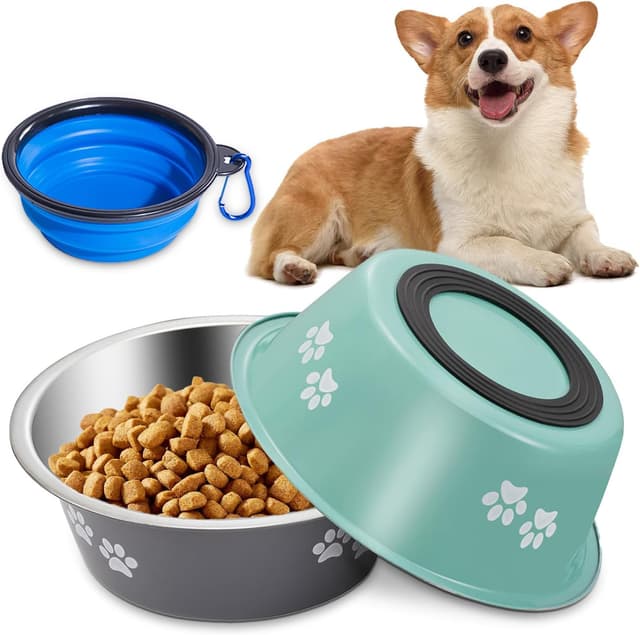 Thumbnail 6 de 2 Pack Stainless Steel Dog Bowls with Non-Slip Bottom – 8 inch metal bowls for medium to large dogs