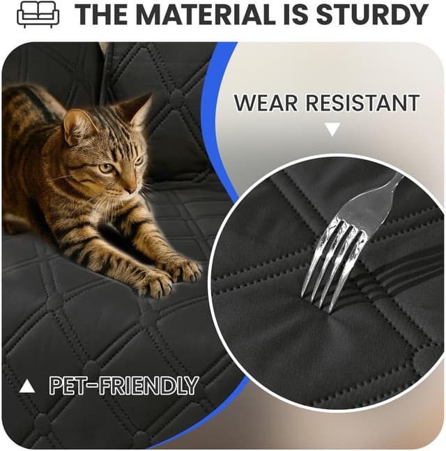 Thumbnail 6 de Ystyle housse imperméable pour canapé d’angle 2 places avec accoudoirs (forme L) réversible antidérapante – noir