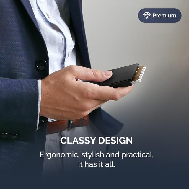 Detalle de ÖGON -DESIGNS- Automatic Aluminium Card Holder (RFID protection) – slim 1 to 6 card slider