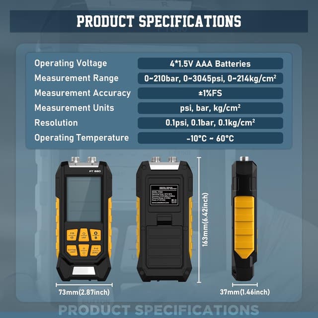 Thumbnail 5 de PT660 Bremsdruckmessgerät 0–3045 PSI