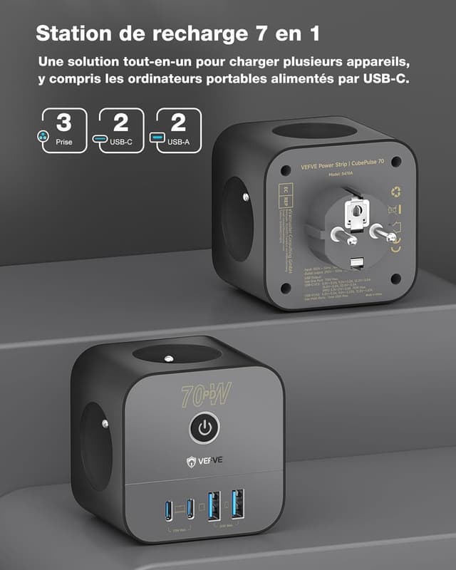 Detalle de VEFVE CubePulse70 Chargeur USB C 70 W