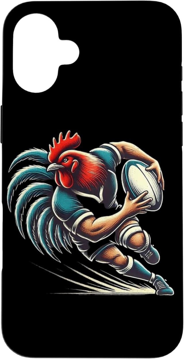 Detalle de Coque de protection en deux parties pour iPhone 16 Plus – motif Rugby Coq de Poules Joueur de Rugby