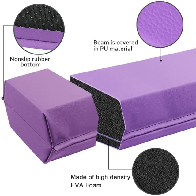 Detalle 1 de FBSPORT Gymnastics Folding Balance Beam (240/270/300 cm) in PU Leather with Anti-Slip Base
