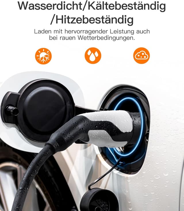 Detalle de tomons Typ 2 Ladekabel 22 kW, 5 m, 32 A (3-phasig) – Typ-2-auf-Typ-2 für EV/PHEV mit Tasche