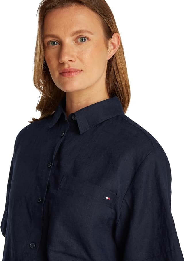 Thumbnail 2 de Tommy Hilfiger Damen Hemd Linen Relaxed Kurzarm