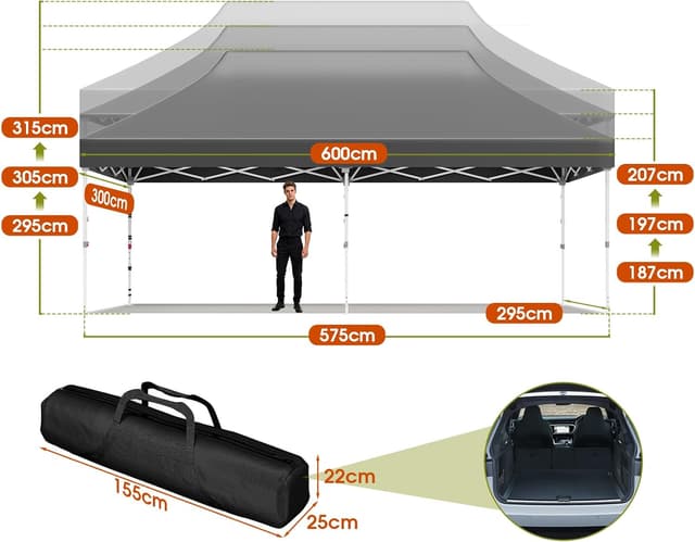 Thumbnail 4 de JUMMICO Pavillon Pliable 3x3m à Toit Pointu