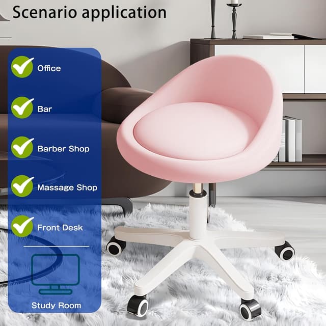 Thumbnail 2 de Rolling Stool Ergonomic Swivel Seat 14.4-inch