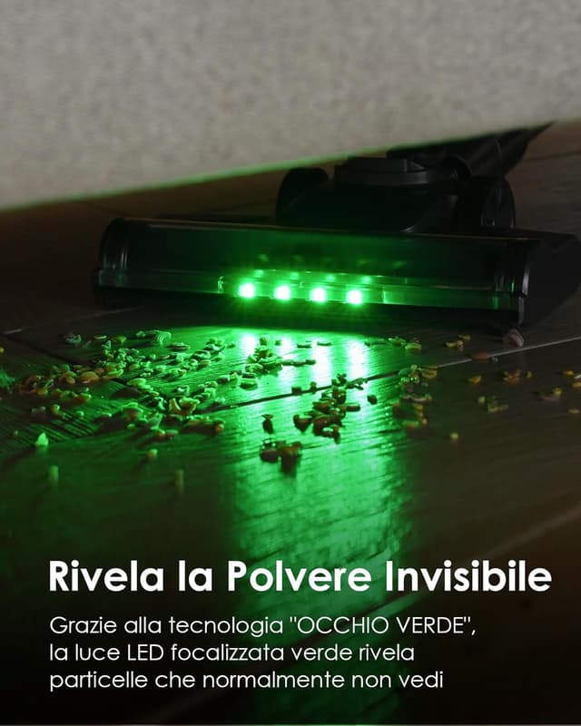 Detalle 2 de VersLife S7PRO aspirapolvere senza fili 500W, 40KPA, fino a 45 minuti, display LED e luci frontali verdi