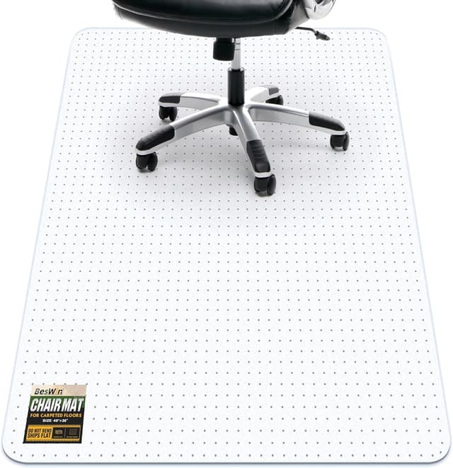 Detalle de BesWin Office Chair Mat for Carpet (91 x 122 cm) – Transparent heavy-duty non-slip protector