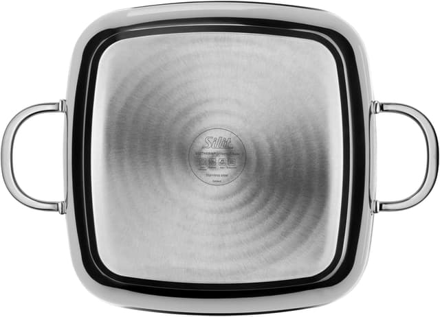 Detalle de Silit Studio Schmortopf mit Deckel (29 x 29 x 10 cm) – backofengeeignet, Induktion, Edelstahl beschichtet