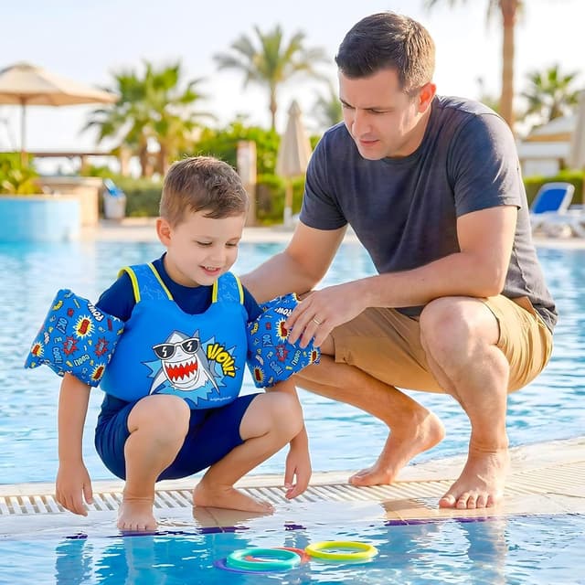 Detalle de Dark Lightning USCG-Approved Toddler Swim Vest (Ages 2–7) with Arm Floaties