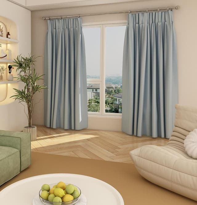 Detalle de GDEVKHN Adjustable Curtain Poles for Eyelet Curtains (Silver, 33–86.6 inch) with Round Finials