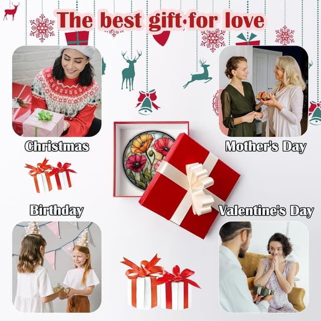 Thumbnail 5 de AMDERVEN Stained Glass Suncatcher Sun Catcher 9.8 in