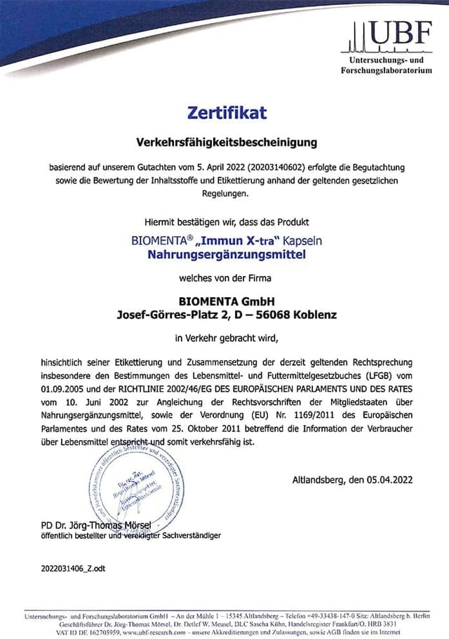 Thumbnail 4 de BIOMENTA Immun X-tra 1.500 mg Beta Glucan đź’Š