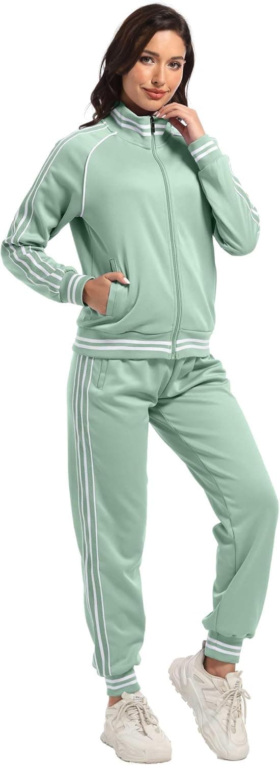 Detalle 2 de ANOTWENER Damen Trainingsanzug-Set mit Streifen (2-teilig, mit Taschen) S–XXL