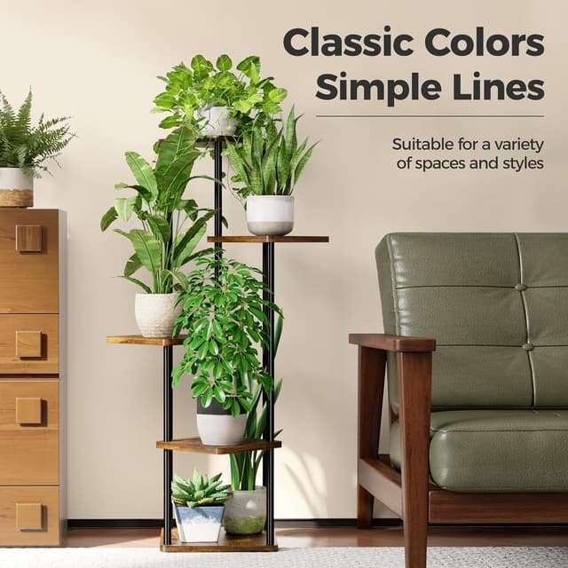 Detalle de Bamworld 5-tier wooden plant stand for indoor/outdoor