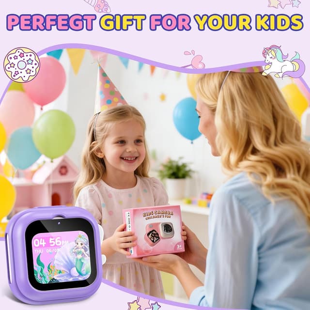 Thumbnail 6 de Kids smart camera toy with dual cameras, 1.8-inch touchscreen and learning games (Purple) for ages 3-12