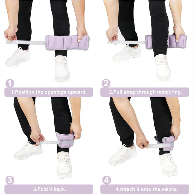 Detalle de Adjustable Ankle Weights (1–20 lbs) by JORICY — Pair with Removable Sand Inserts for Legs, Wrist & Arm Workouts